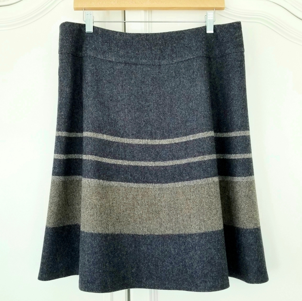 Pendleton Slate Blue Tan Stripe Wool A Line Short Skirt Womens 14 Made In USA